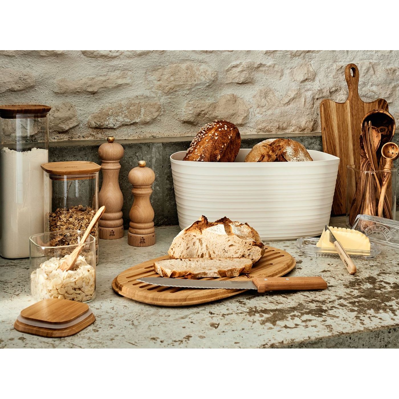 Boîte à pain Tierra + couvercle crème PM